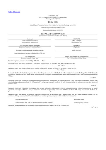 Thumbnail Renasant Corp 10-K Annual Report 2012