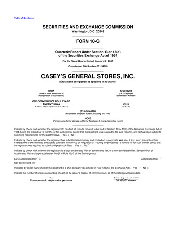 Thumbnail Casey's General Stores
 10-Q Quarterly Report FY2013 