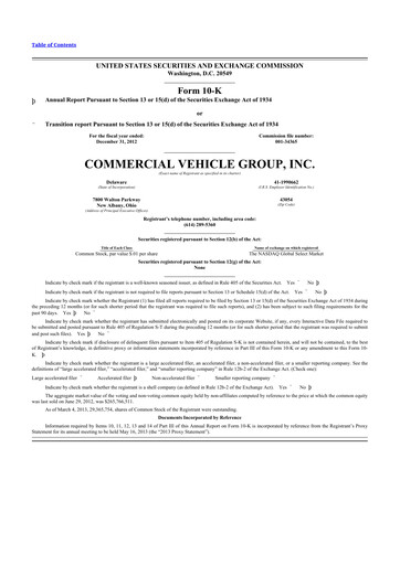 Thumbnail Commercial Vehicle Group (CVG) 10-K Annual Report 2012
