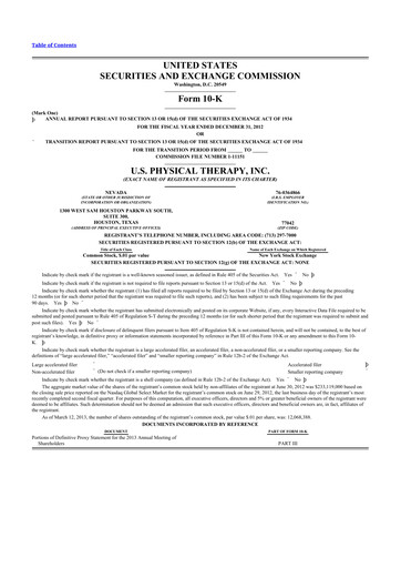 Thumbnail U.S. Physical Therapy, Inc. 10-K Annual Report 2012