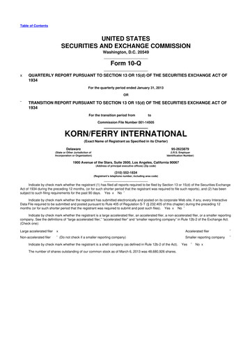 Miniature Korn Ferry
 10-Q Rapport trimestriel  