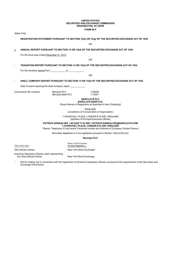 Vorschaubild Barclays 20-F Jahresbericht 