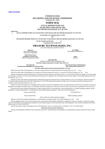 Thumbnail OraSure Technologies 10-K Annual Report 2012