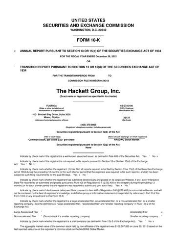 Thumbnail The Hackett Group

 10-K Annual Report 2012