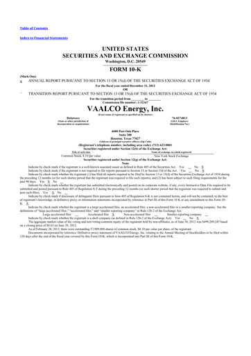 Thumbnail Vaalco Energy
 10-K Annual Report 2012