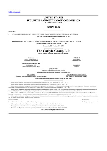 Thumbnail Carlyle Group 10-K Annual Report 2012