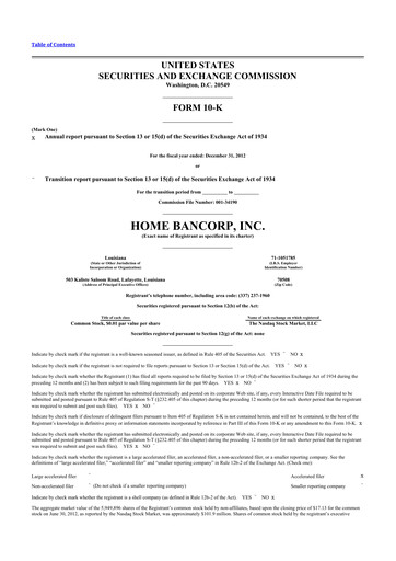 Thumbnail Home Bancorp
 10-K Annual Report 2012