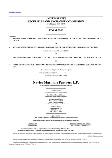 Thumbnail Navios Maritime Partners 20-F Annual Report 