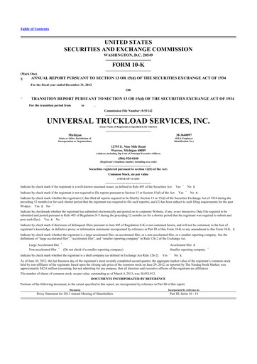 Thumbnail Universal Logistics Holdings 10-K Annual Report 2012
