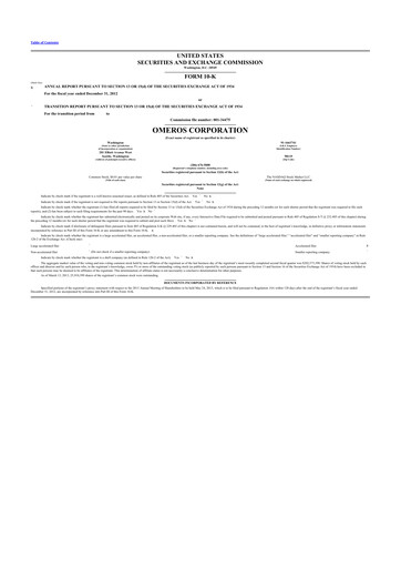 Thumbnail Omeros Corporation 10-K Annual Report 2012