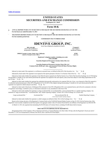 Thumbnail Identiv 10-K Annual Report 2012