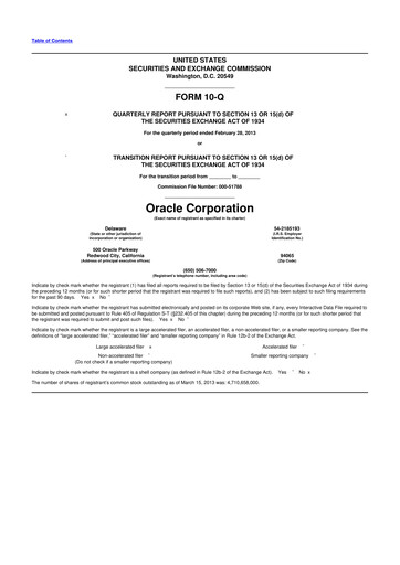 Thumbnail Oracle 10-Q Quarterly Report FY2013 