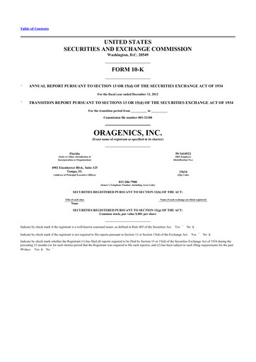 Vorschaubild Oragenics 10-K Jahresbericht 2012