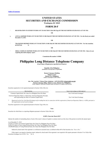 Thumbnail PLDT 20-F Annual Report 