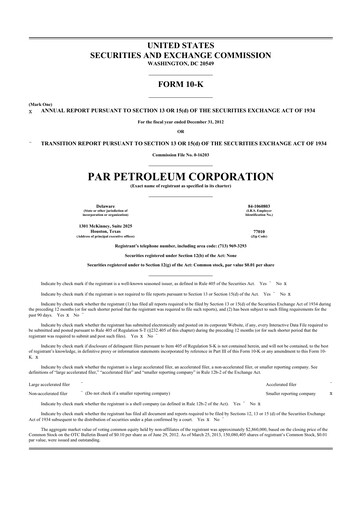 Thumbnail Par Pacific Holdings 10-K Annual Report 2012