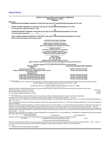 Thumbnail Cement Roadstone Holding
 20-F Annual Report 