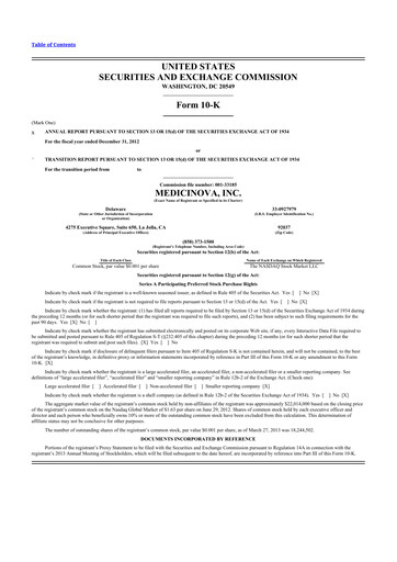 Thumbnail MediciNova 10-K Annual Report 2012