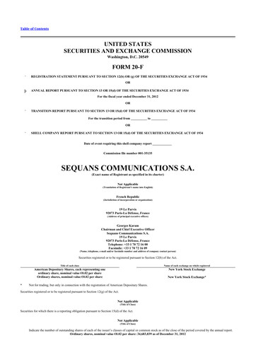 Thumbnail Sequans Communications 20-F Annual Report 