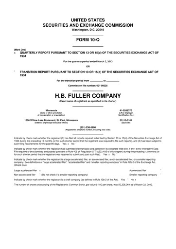 Thumbnail H.B. Fuller
 10-Q Quarterly Report FY 