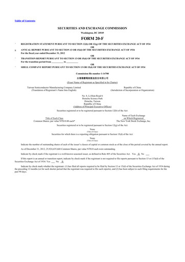 Thumbnail TSMC 20-F Annual Report 