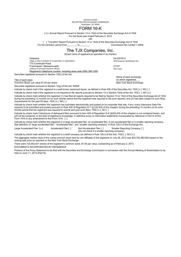 Thumbnail TJX Companies 10-K Annual Report 2013