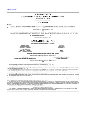 Thumbnail Ambarella 10-K Annual Report 2013