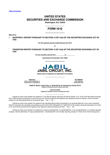 Thumbnail Jabil 10-Q Quarterly Report FY2013 