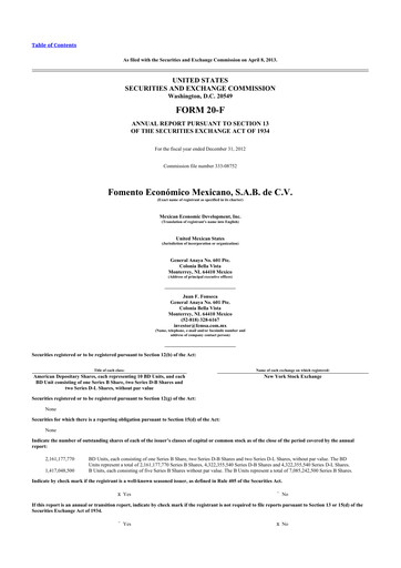 Thumbnail Fomento Económico Mexicano (FEMSA) 20-F Annual Report 