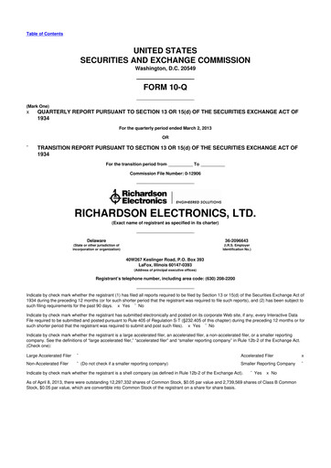 Thumbnail Richardson Electronics 10-Q Quarterly Report FY2013 
