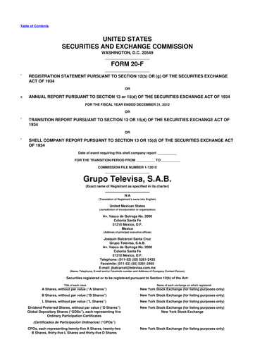 Thumbnail Televisa 20-F Annual Report 