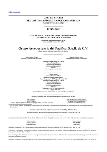 Thumbnail Grupo Aeroportuario del Pacífico
 20-F Annual Report 