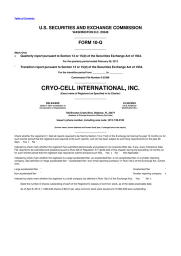 Thumbnail Cryo-Cell International 10-Q Quarterly Report FY2013 