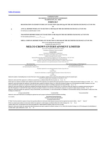 Thumbnail Melco Resorts & Entertainment 20-F Annual Report 2012