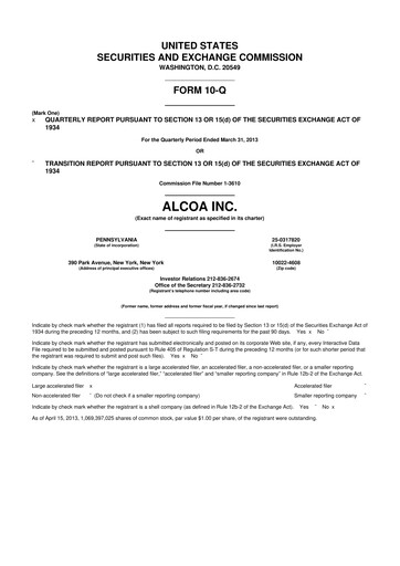 Thumbnail Howmet Aerospace
 10-Q Quarterly Report FY2013 