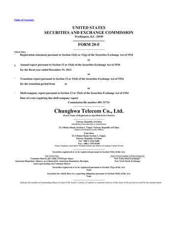 Thumbnail Chunghwa Telecom 20-F Annual Report 