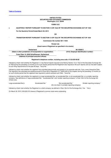 Thumbnail Pentair
 10-Q Quarterly Report FY2013 