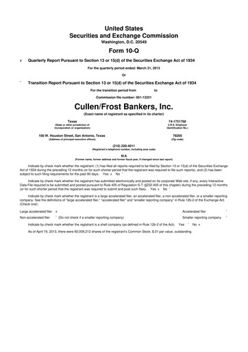 Thumbnail Cullen/Frost Bankers 10-Q Quarterly Report FY2013 