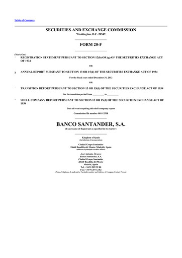 Thumbnail Santander 20-F Annual Report 