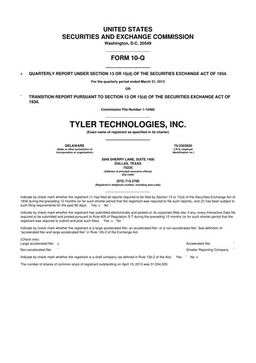 Thumbnail Tyler Technologies
 10-Q Quarterly Report FY2013 