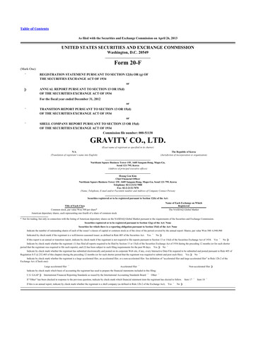 Thumbnail Gravity Co. 20-F Annual Report 