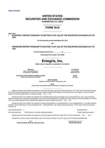 Vorschaubild Entegris 10-Q Quartalsbericht 2013 