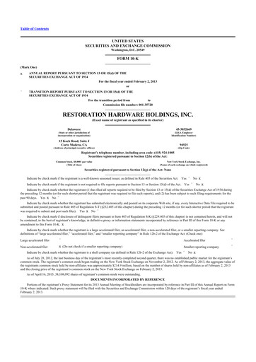 Thumbnail Restoration Hardware
 10-K Annual Report 2012