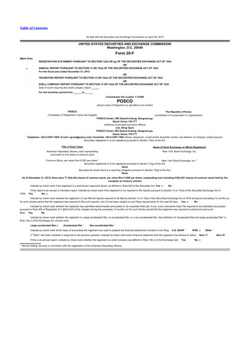 Thumbnail POSCO 20-F Annual Report 