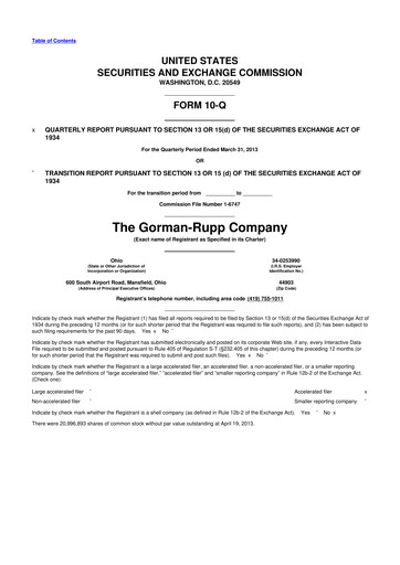 Thumbnail Gorman-Rupp 10-Q Quarterly Report FY2013 