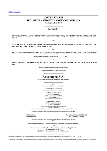 Thumbnail Adecoagro 20-F Annual Report 