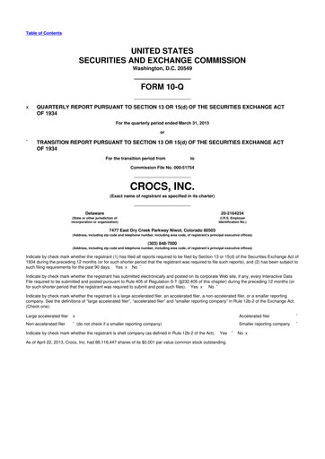 Thumbnail Crocs 10-Q Quarterly Report FY2013 