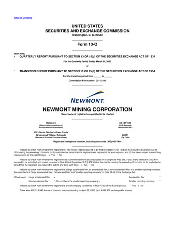 Thumbnail Newmont 10-Q Quarterly Report FY2013 