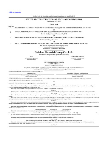 Thumbnail Shinhan Financial Group
 20-F Annual Report 