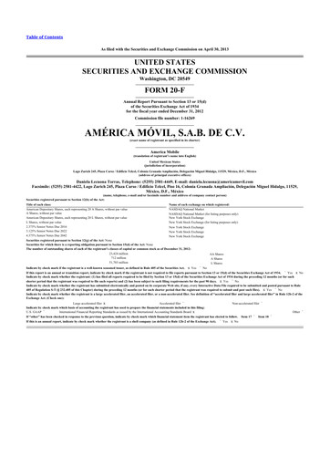 Thumbnail America Movil 20-F Annual Report 
