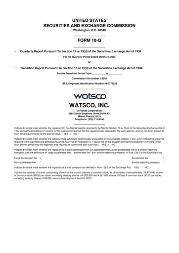 Thumbnail Watsco
 10-Q Quarterly Report FY2013 